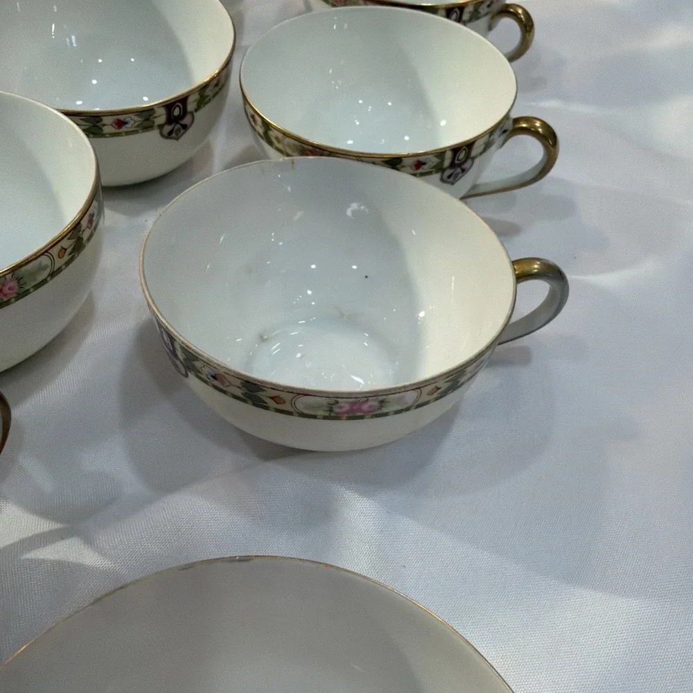 16 Pc Rare Noritake Nippon 1920's Vintage Serving Saucer & CupTea Victorian‎ 57